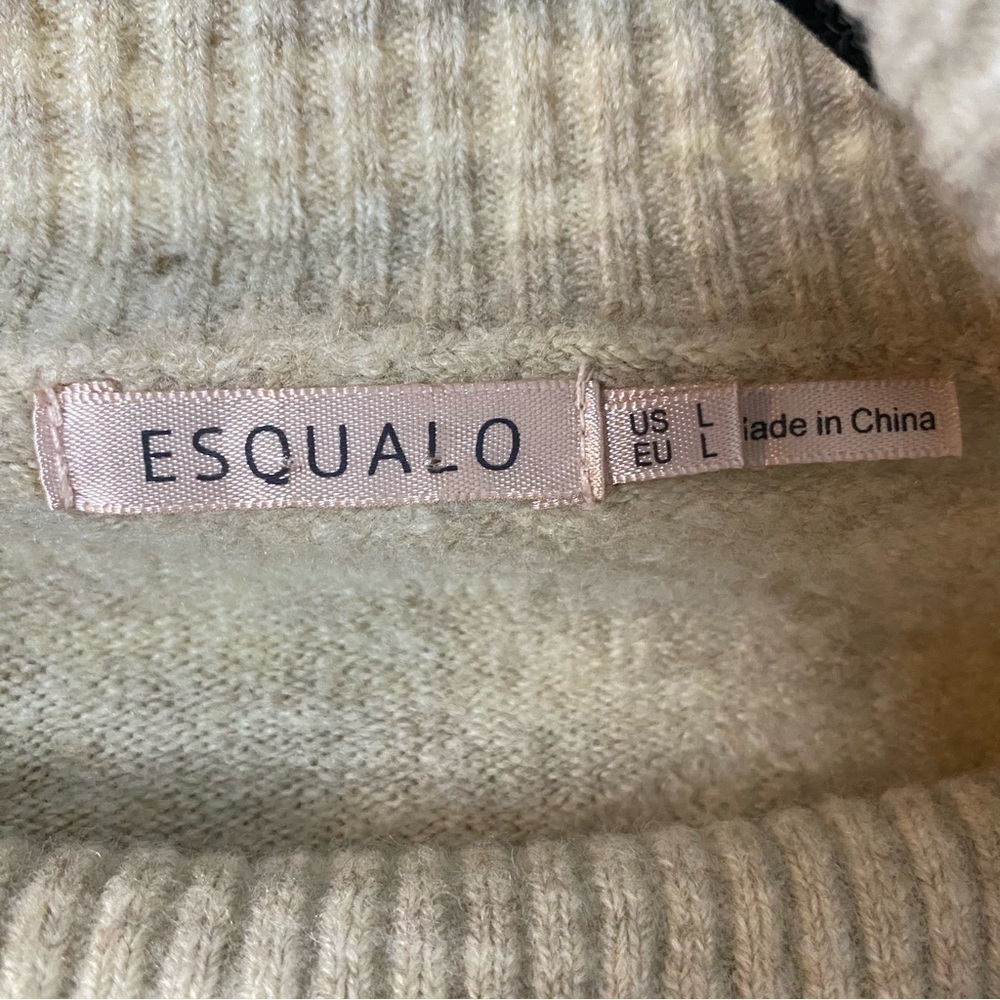 Esqualo Turtleneck Sweater Oatmeal Knit Large - Picture 5 of 8